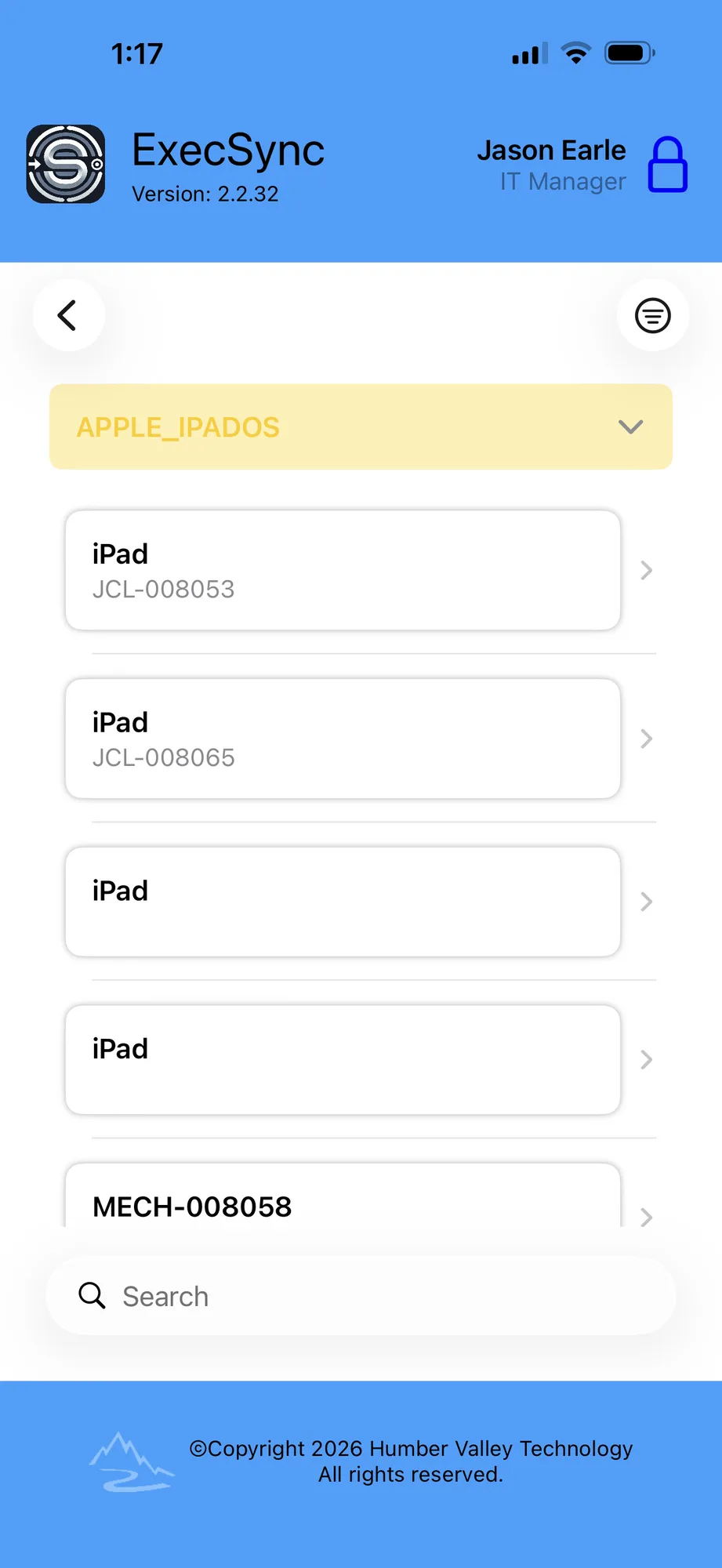 ExecSync device list