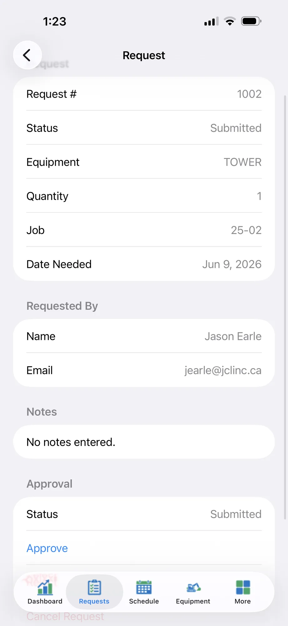 Mobilize request details
