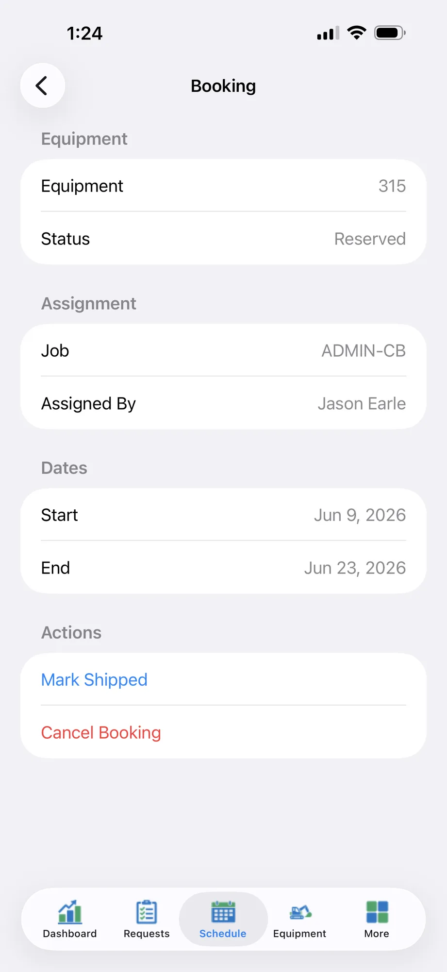 Mobilize booking details